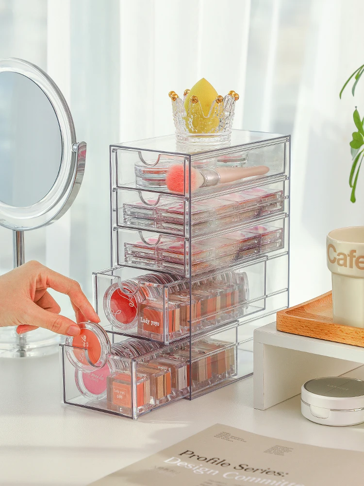 Acrylic Cosmetic Organizer Makeup Storage Box Lipstick Holder Stationery Display Stand Drawer Jewelry Transparent Box Stack-able