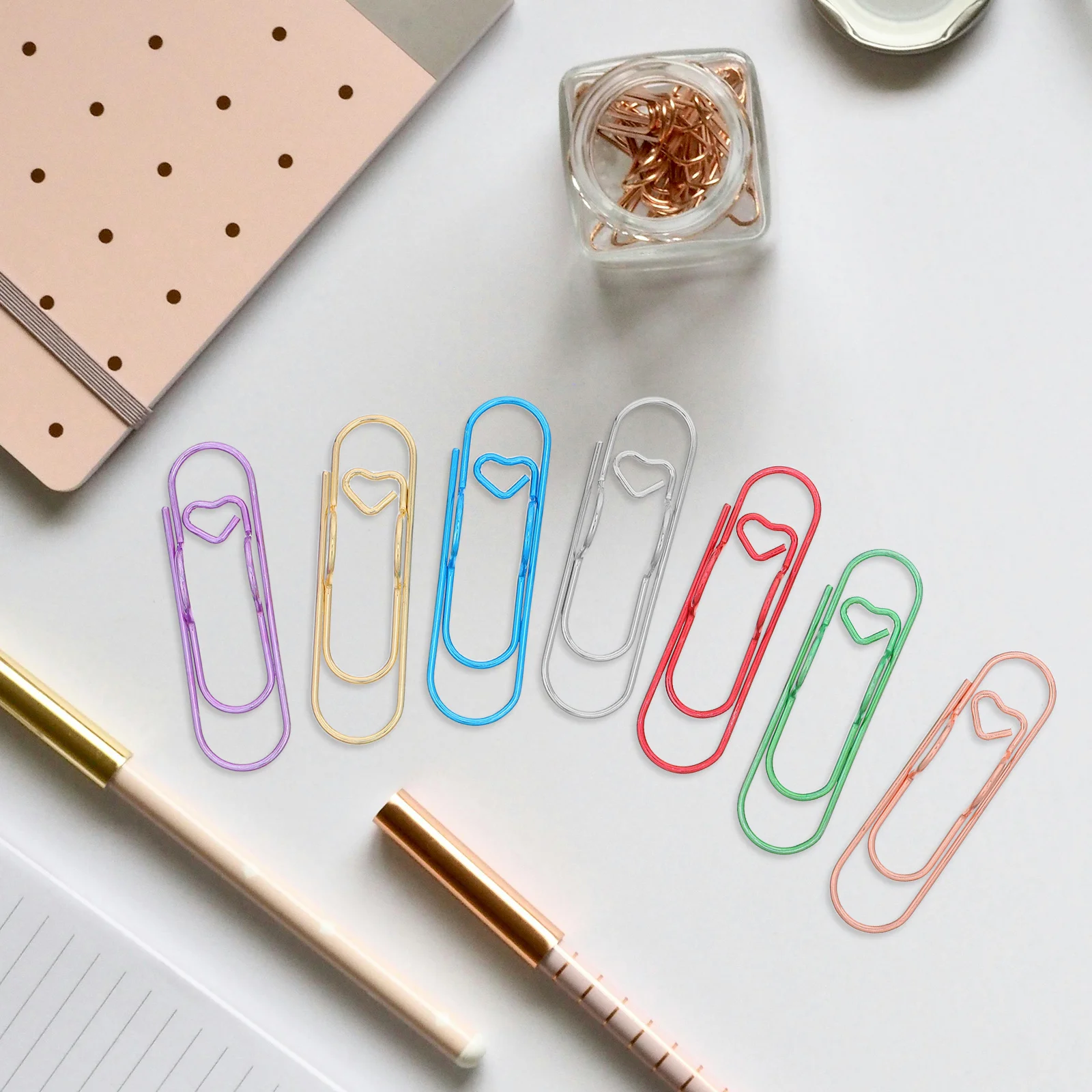 

70Pcs Colorful Paper Clips Sturdy Iron Pen Holder Clips for Journals Notebooks Binder Pencil Clip Stationery Tools