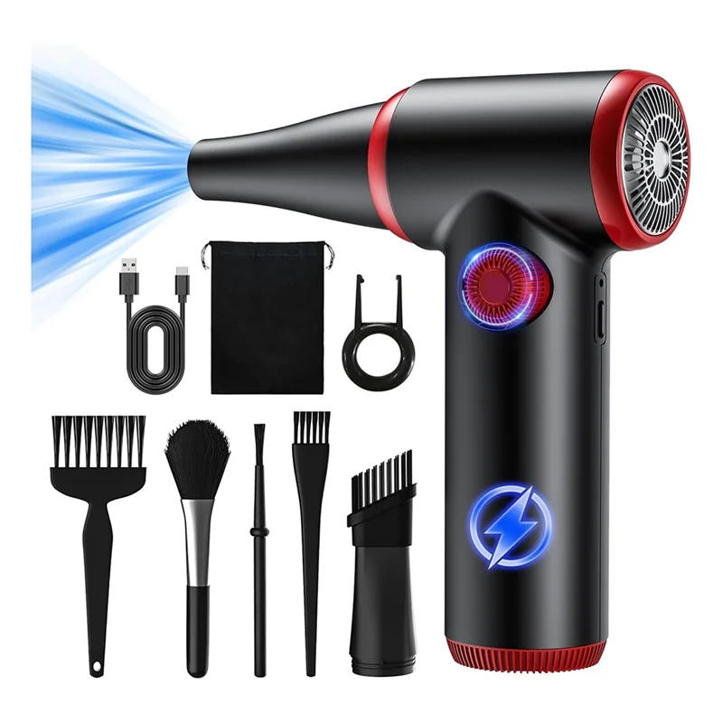 

AA76-Compressed Air Duster Electric Air Duster 100500RPM With LED Light Rechargeable Air Blower For Computer PC