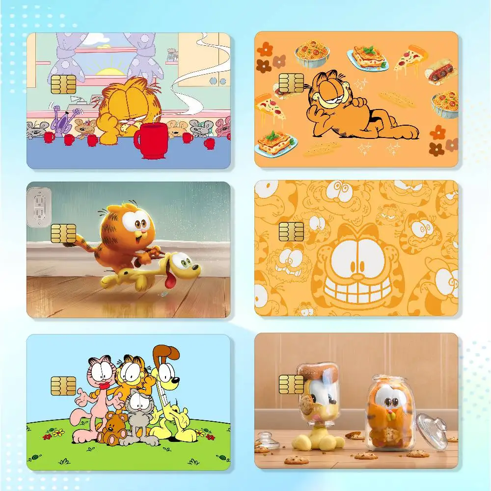 Cartoon Cute G-garfield Matte Card Stickers For Credit Cards Debit Cards And Transit Cards 4Pcs