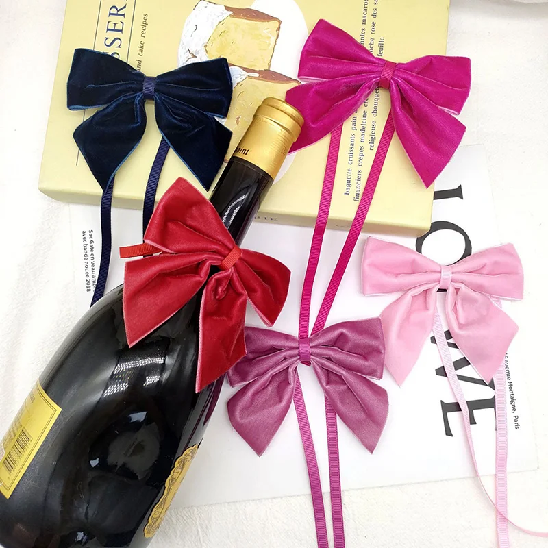 

36pcs 10cm Wine Bottle Velvet Bowknot Band Ribbon Bow Champagne Bottles DIY Crafts Gift Wedding Party Decoration