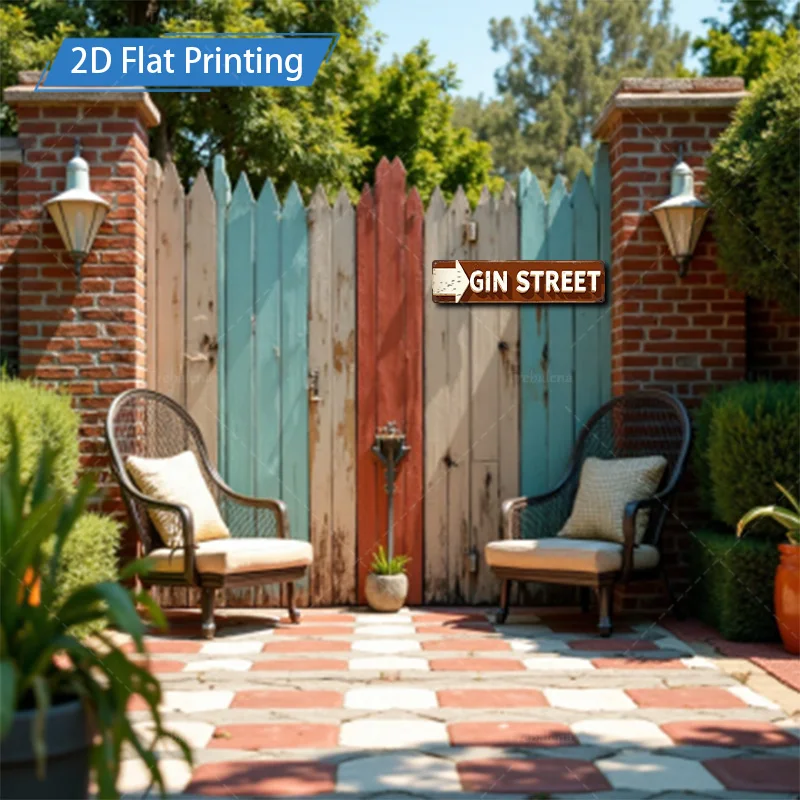 [2D FLAT] 1pc Metal Sign, 4×16inch Rustic Gin Street Sign 2D Flat Print Metal Art Decor