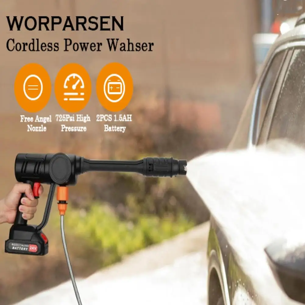 180w Brushless High Pressure Car Washer Gun Electric Garden Washing Water Wash Spray Gun With 2 Batteries 1 Charger Bucket Pipe