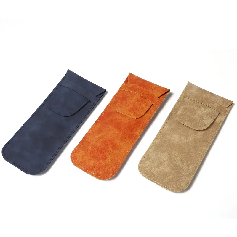 20pcs/lot 7*17cm/2.8*6.7'' Portable Sunglasses Protective Cover Bag Retro Leather Glasses Packing Bags Custom Logo