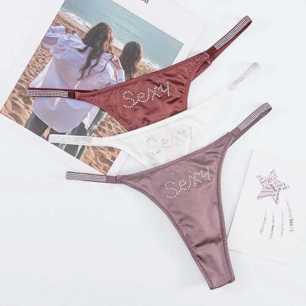 Conforto de cintura baixa sem costura calcinha cor sólida calcinha esportiva feminina tanga cuecas cinto fino strass briefs senhoras