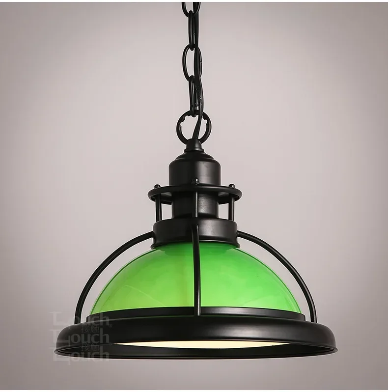 

American country nostalgic industrial style retro restaurant green white chandelier pot lamp single head chandelier