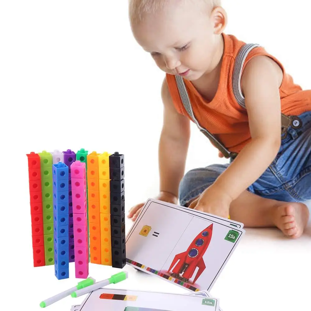 

Montessori Cube Puzzle Building Blocks Counting Stacked Learning DIY Building Blocks Cube Toys Model Portable