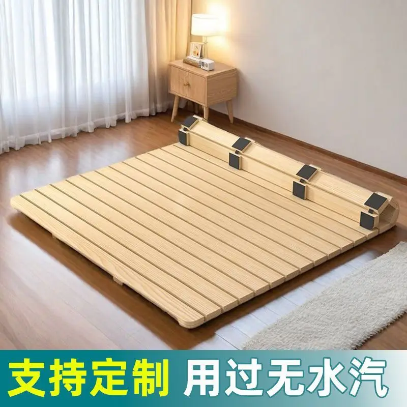 لوح سرير قابل للطي من الخشب الصلب إطار سرير من حصير التاتامي مرتبة هيكلية يابانية قابلة للتنفس ومقاومة للرطوبة قطعة أثرية من خشب الصنوبر قابلة للطي #3