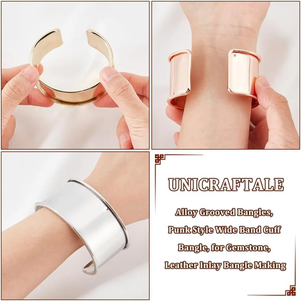 3pcs 3 Colors Alloy Grooved Bangles Cuff Bangle Bracelet Open Wide Wire Bracelets Adjustable Gold Wrist Cuff Wrap Bracelet