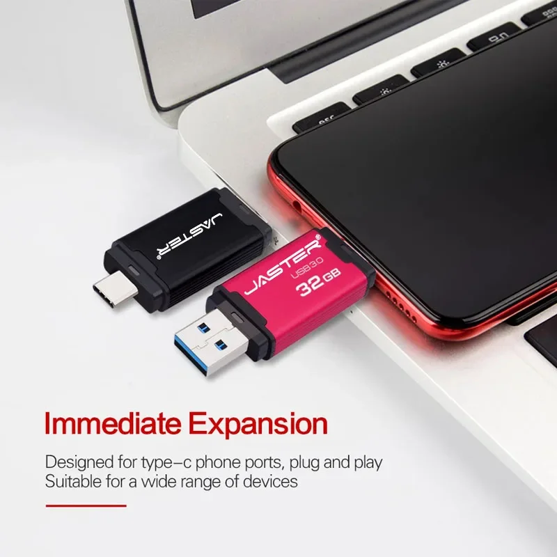 JASTER Type-C USB Flash Drive 512GB 256GB 128GB 64GB 32GB 2-in-1 Pen Drive for Type-c/PC OTG Pendrive Cle USB 3.0 Memory Stick