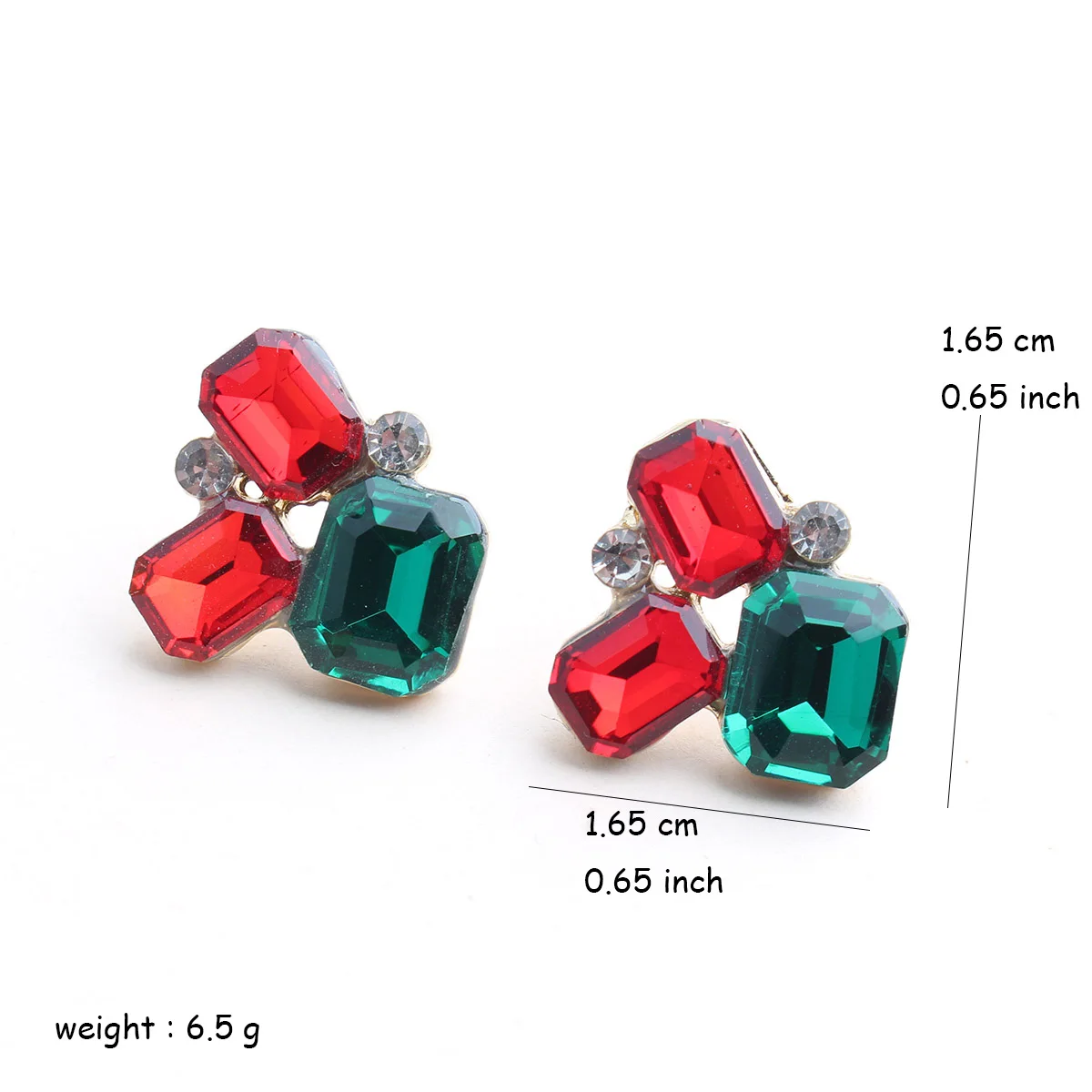 Luxury Geometric Fashion Rhinestone Inlaid Colorful Crystal Earrings Women Girl Gold Color Piercing Earrings Christmas Gift