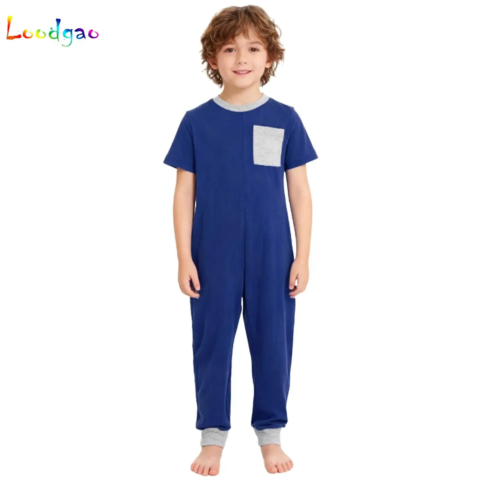 

Boy's Adaptive Jumpsuit Bodysuit Kids Girls Boys Short Sleeve Back Invisible Zipper Special Needs Clothing Children Romper