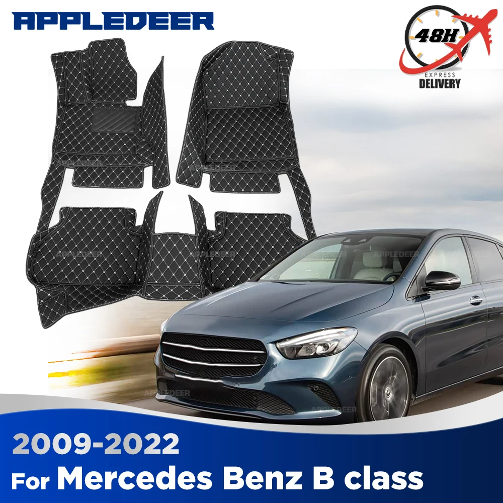 For Mercedes Benz B class W245 W246 W247 2009-2022 Custom Car Floor Mats Automobile Carpet Cover Interior Accessories Protective
