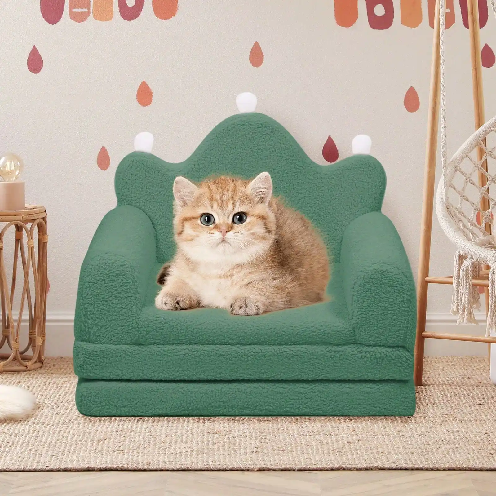 

Dog Bed And Sofa - 22.8"*18.8"*15.7" - 2-In-1 Luxurious Pet Bed With Plush Cushion And Machine-Washable