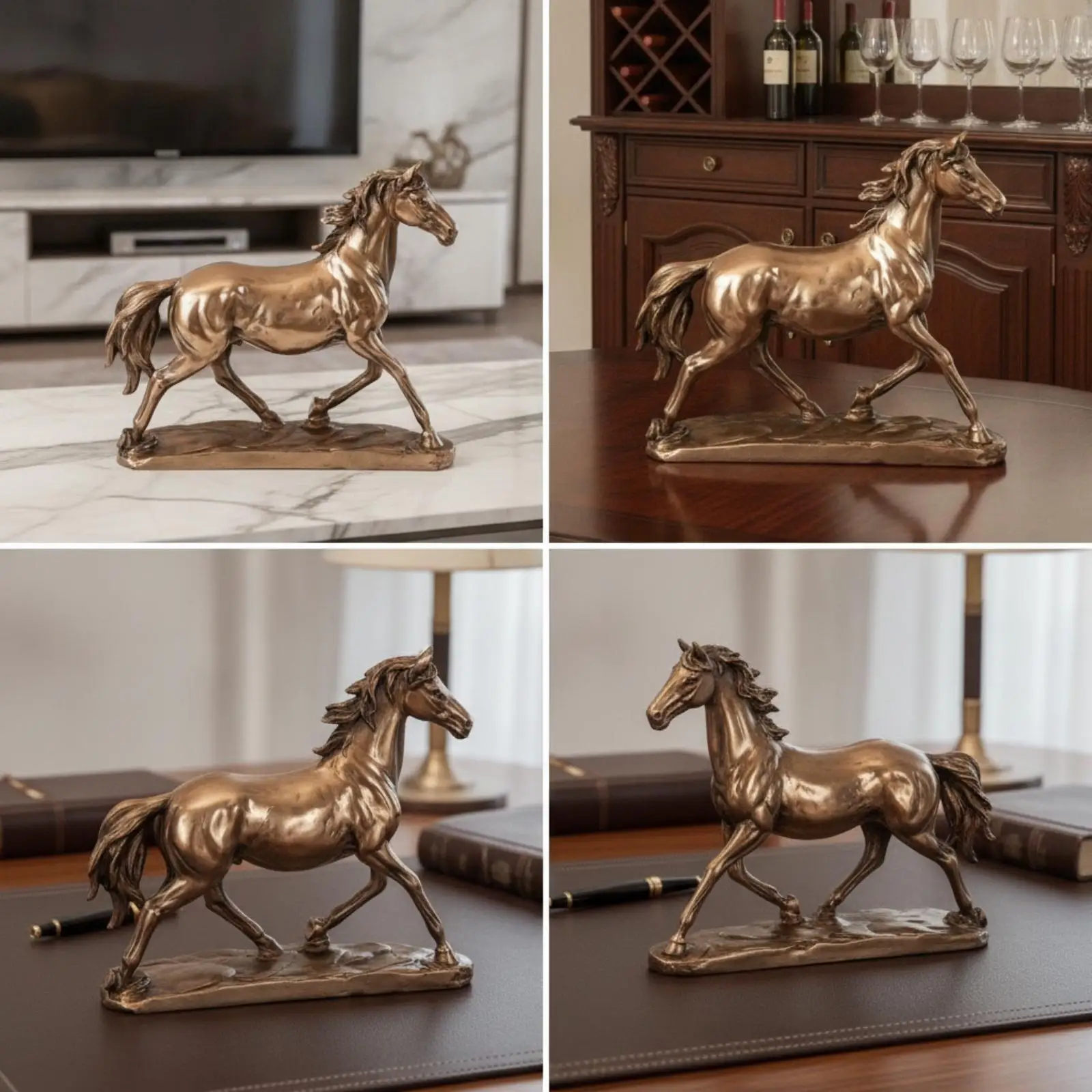 Horse Figurine Copper Horse Statue Bronze for Living Room, Bookshelf, Collectors