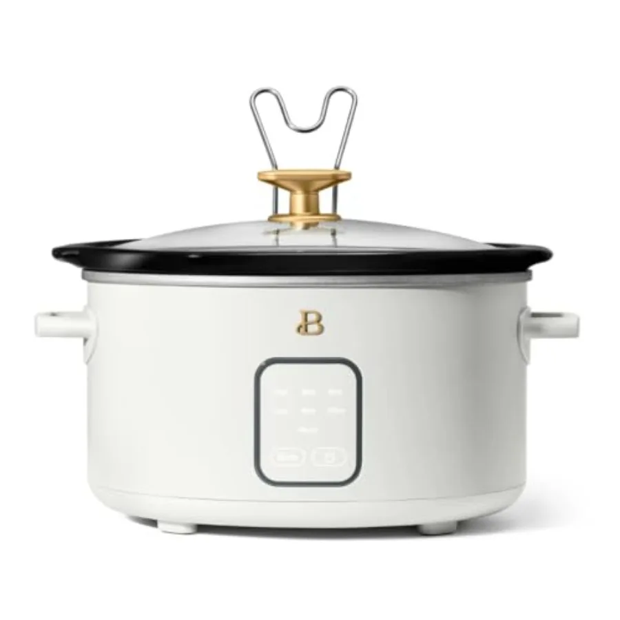 

4-Quart Slow Cooker with Touch-Activated Display Programmable Digital Controls Removable Non-Stick Pot Keep Warm Function White