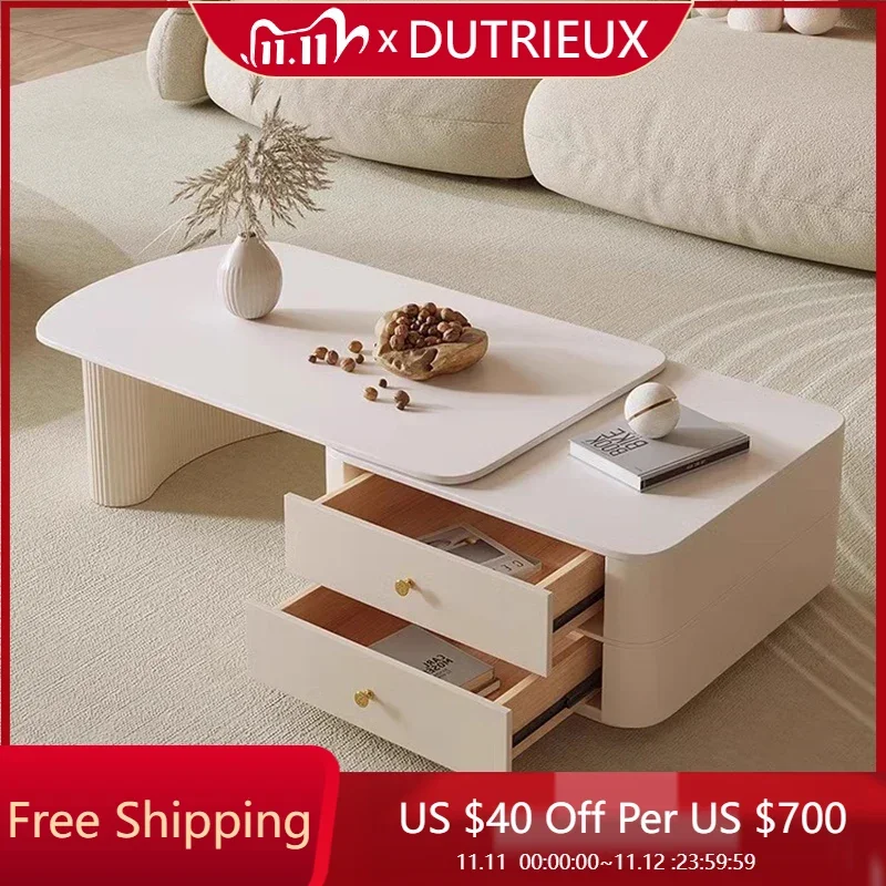 

Luxury Wood Coffee Table Storage Nordicdecoration Living Room Adjustable Side Table Clear Couchtisch Chinese Style Furniture