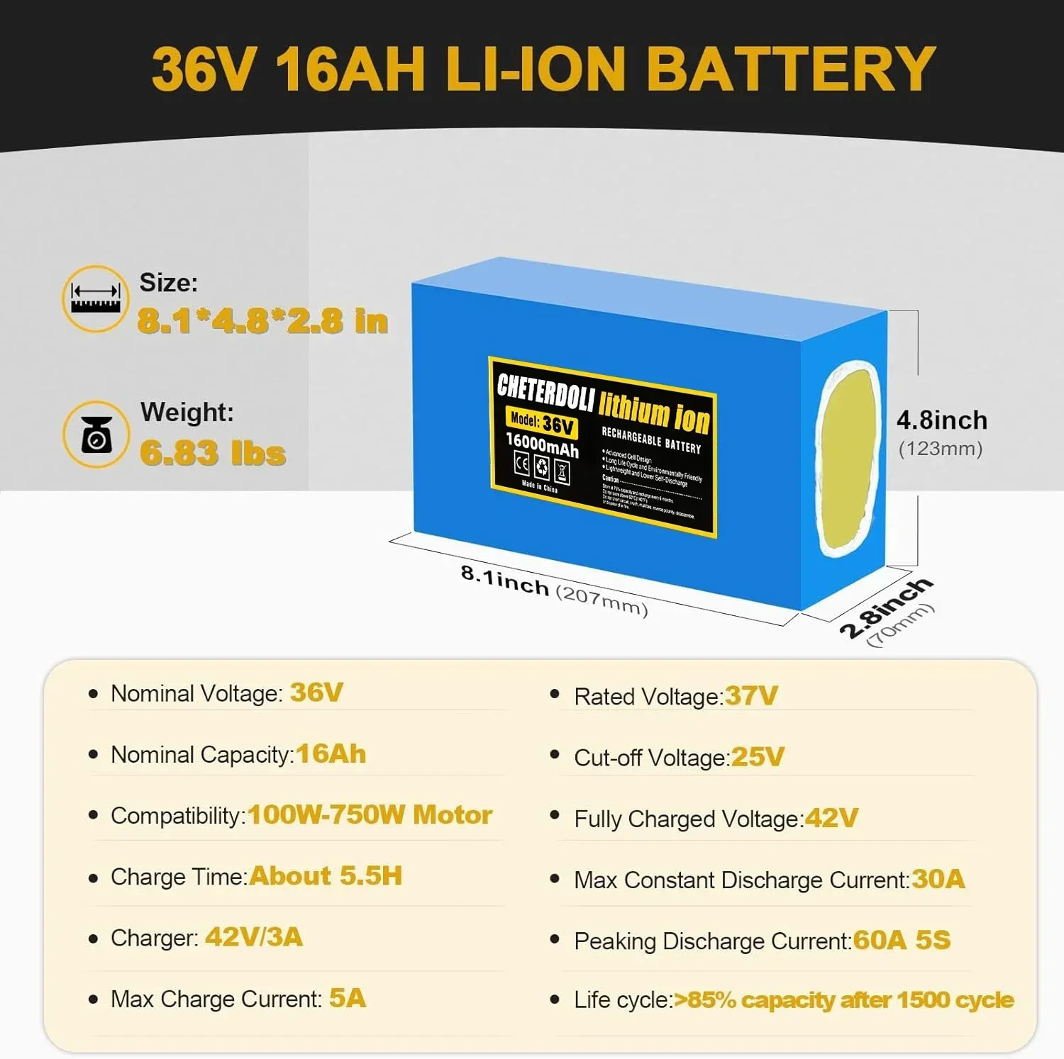 

Ebike Battery 36V 48V 14AH 16AH Lithium Battery Pack with 30A BMS for Electric,Scooter,Bicycles,Motorcycle 1200W Motor Battery