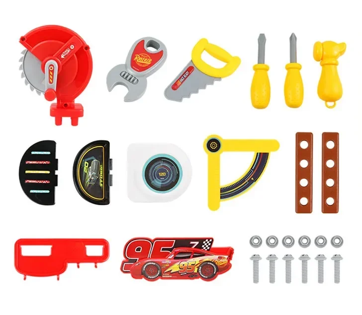 Disney-Cars Lightning McQueen Toolbox Toy Set for Kids, Mickey Mouse Simulado Kitchen Set, Play House Toolbox Toy, Baby Gift, 3 em 1