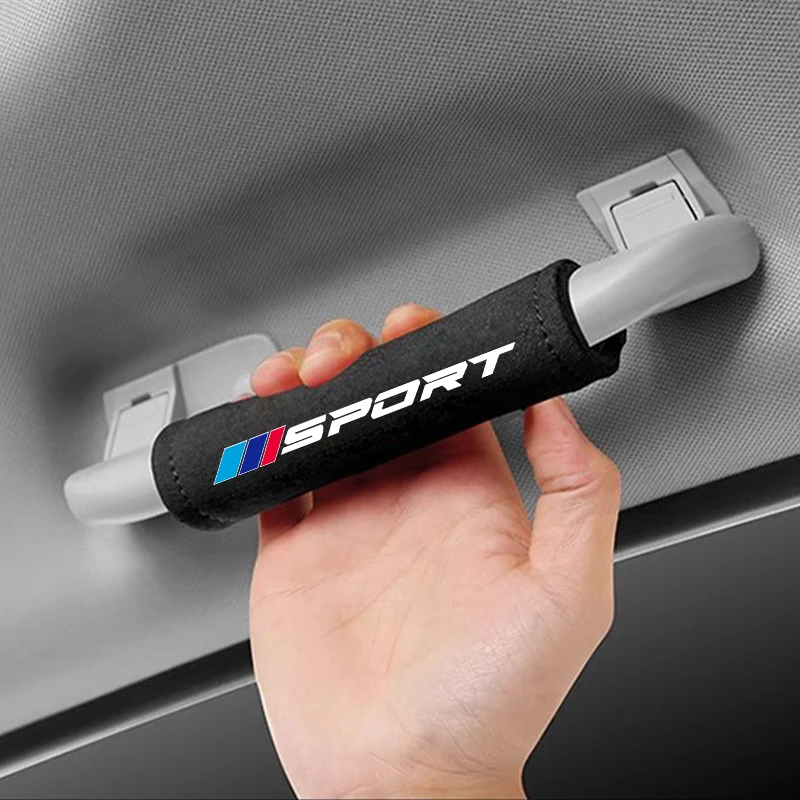 2Pcs Car Interior Ceiling Handle Protective Cover For BMW X1 X2 X3 X4 X5 X6 X7  E28 E30 E34 E36 Suede Pull Gloves Accessories