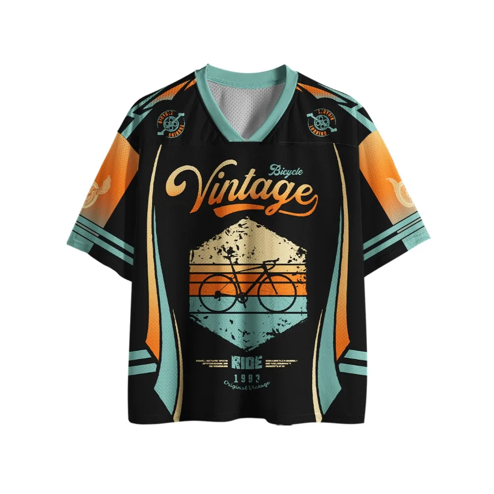 Bicycle Riding Suit, Fashionable V-neck Short Sleeved T-shirt, Daily Downhill Cycling Mesh Jersey, Mountain Bike Riding T-shirt