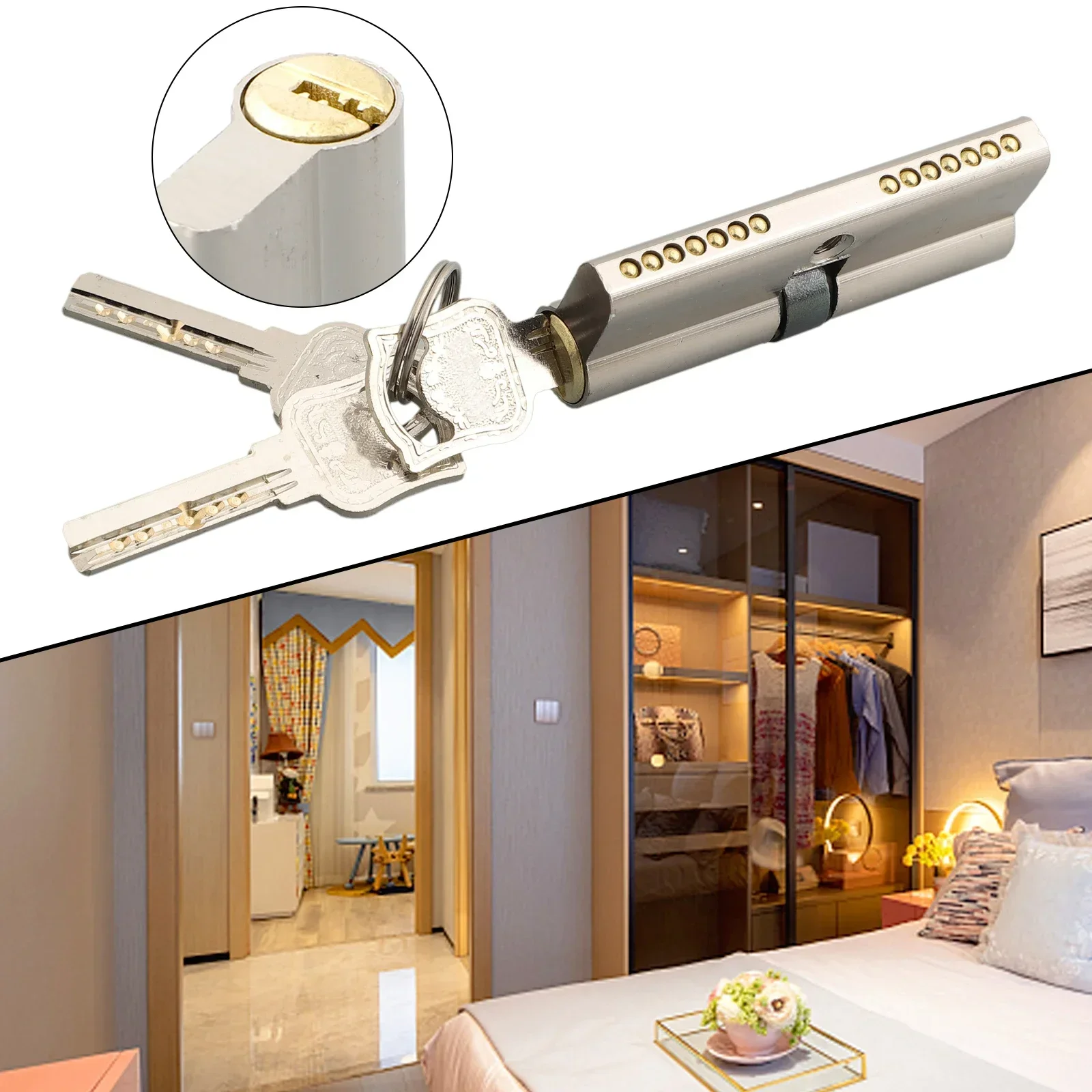 

Double Lock Door Security Lock Cylinder Key Anti-Theft Entry Door Lock Cylinder 70*29mm For Home Door Hardware