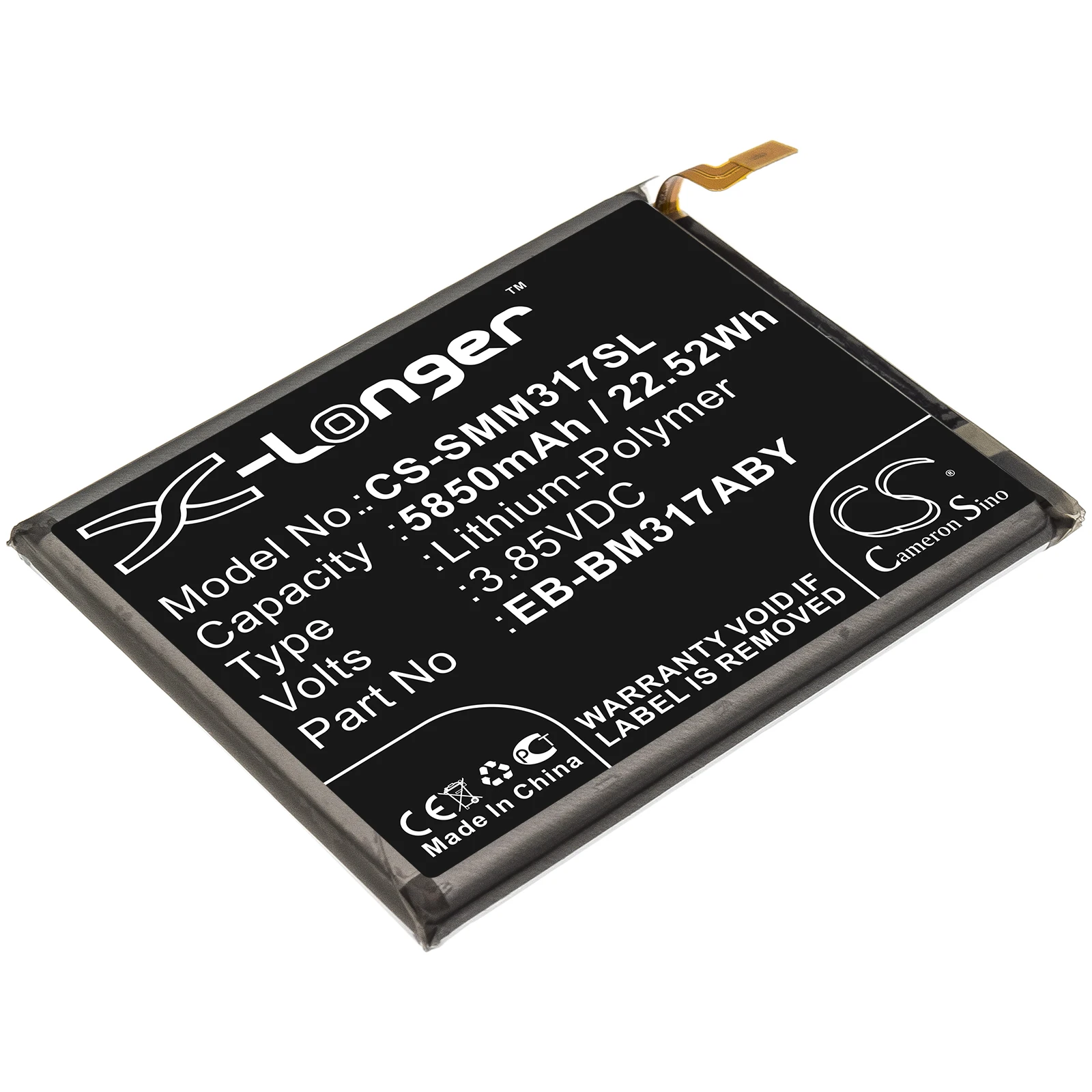 

Li-Polymer Mobile, SmartPhone Battery for Samsung, 3.85V, 5850mAh , Compatible Models: Galaxy M31, Galaxy M31s, SM-M317F