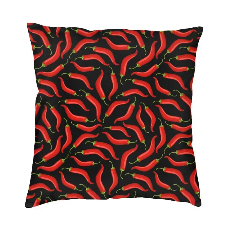 Hot Red Chili Pepper Pattern Cushion Covers 40x40 Velvet Vegetable Pillow Case for Sofa Car Square Pillowcase Bedroom Decoration