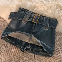 Trend A-line Denim Half Skirt Summer New Solid Color All-match High Waist Bag Hip Shorts Vintage Fashion Y2K Women Clothing S-XL