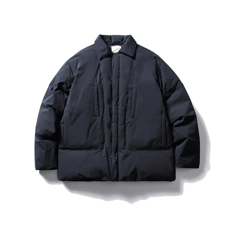 Japanese Retro Outdoor Warm Cotton Jacket Men's Solid Color Lapel Multi Pocket Bread Cotton Coat Trendy