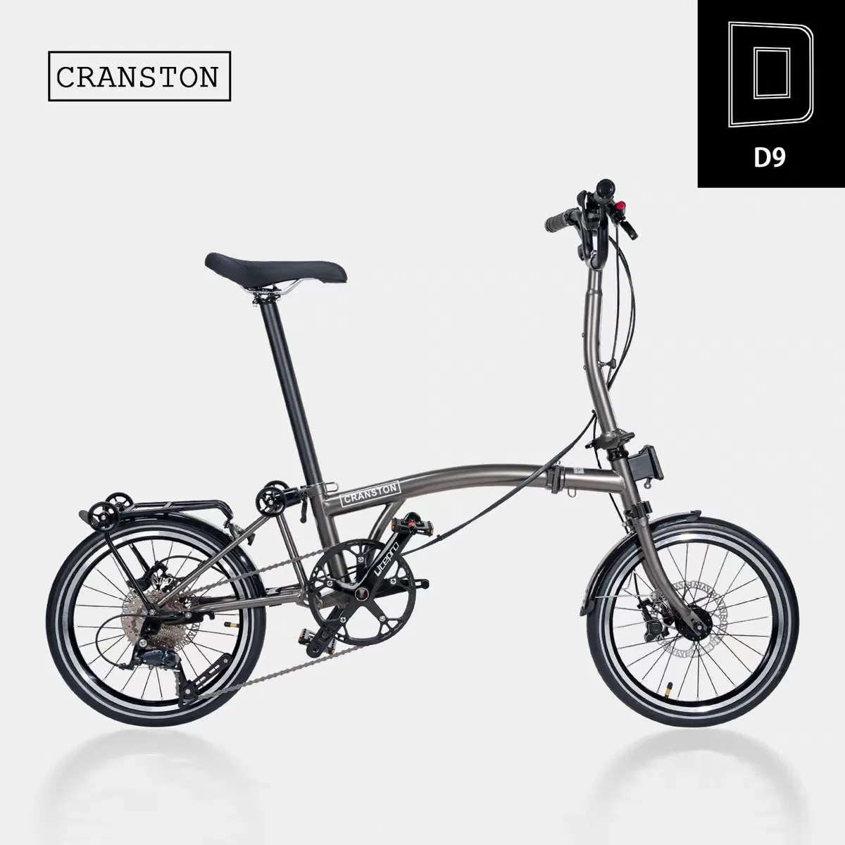 

CRANSTON D9 Угольно-серый дисковый тормоз Портативный 16-дюймовый 9-скоростной тройной CRMO Рама Складной 16-дюймовый городской велосипед Мини-складной велосипед для взрослых