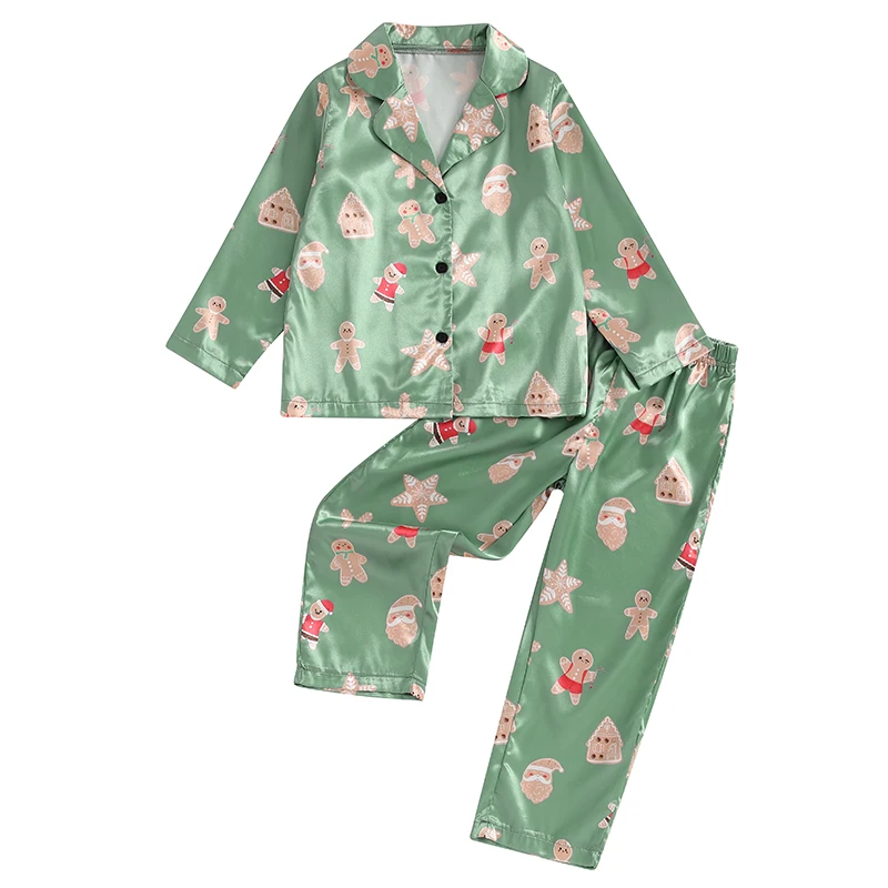 

2Pcs Toddler Christmas Pajamas Long Sleeve Button Down Shirt Pants Set Baby Sleepwear