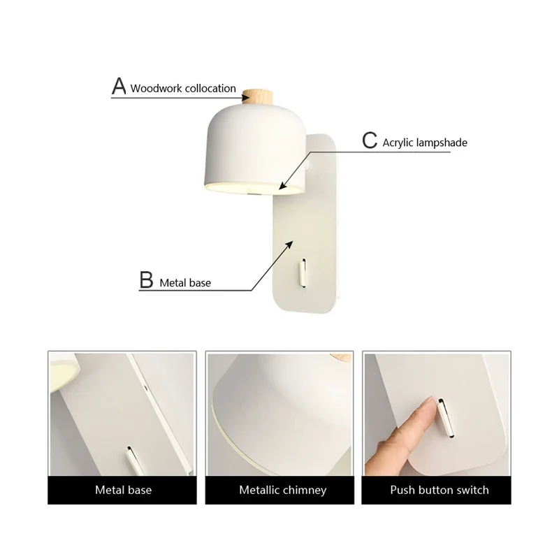 Imagem -05 - Modern Minimalist Wood Led Wall Light Lâmpada de Parede para Quarto Beside Living Room Espelho Lâmpada Decoração de Interior E27