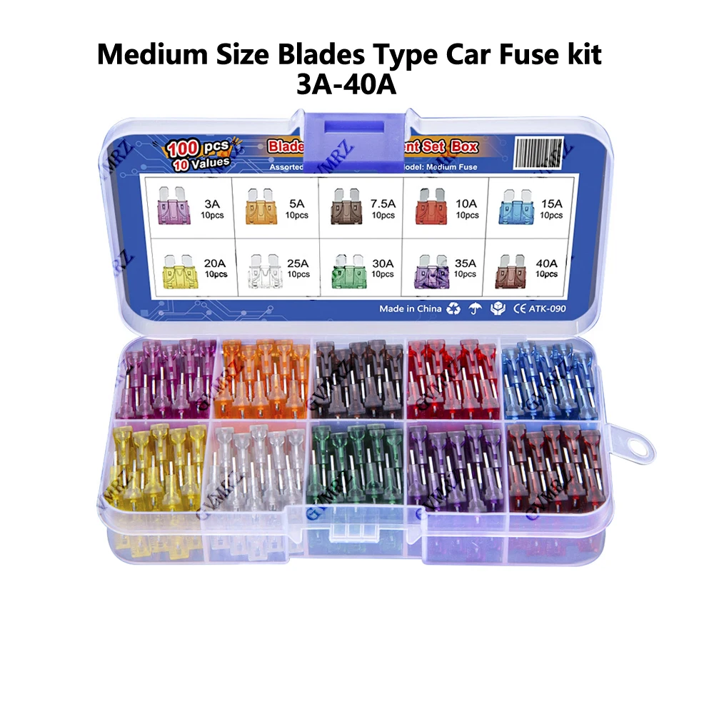

Medium Size Blades Type Car Fuse kit Assortment 3A 5A 7.5A 10A 15A 20A 25A 30A 35A 40A Fuse Set Auto Car Truck 3A-40A