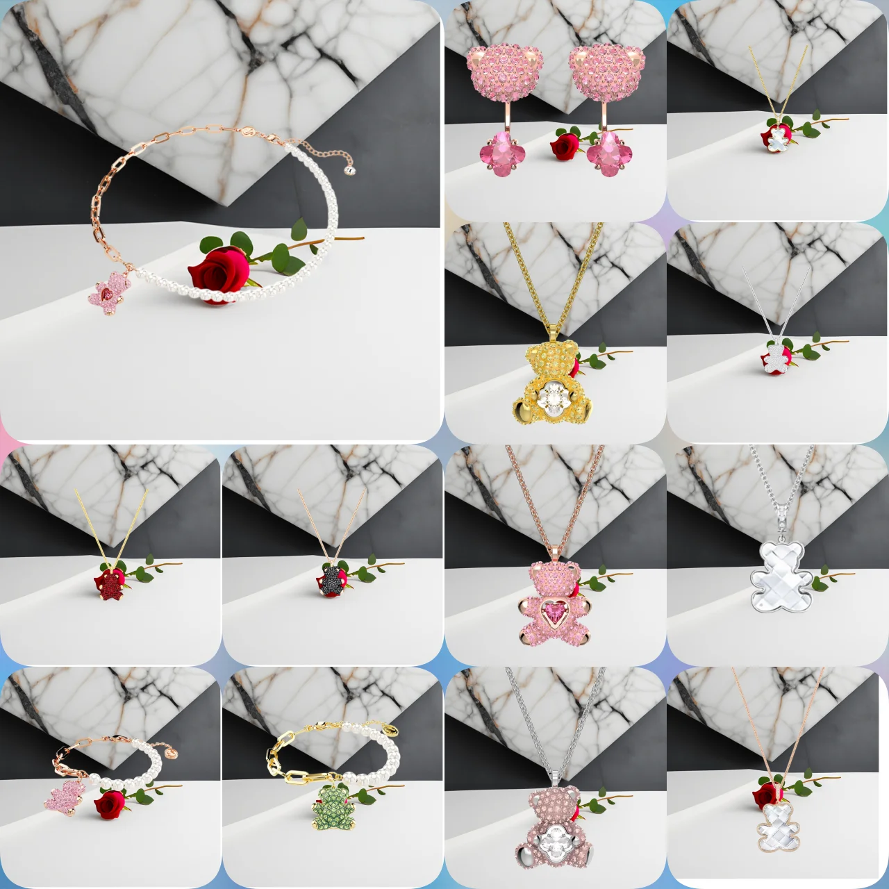 

Spring 2025 New Style, High-quality Women's Jewelry Set, Plush Toy Bear Series, Bear-shaped Set, Cute and Beautiful.
