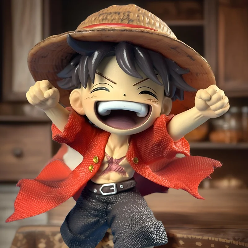 One Piece Anime Figure Luffy Stepping On Water Q-Version Pvc Action Figure Model Desktop Decoration Collection Toy Birthday Gift