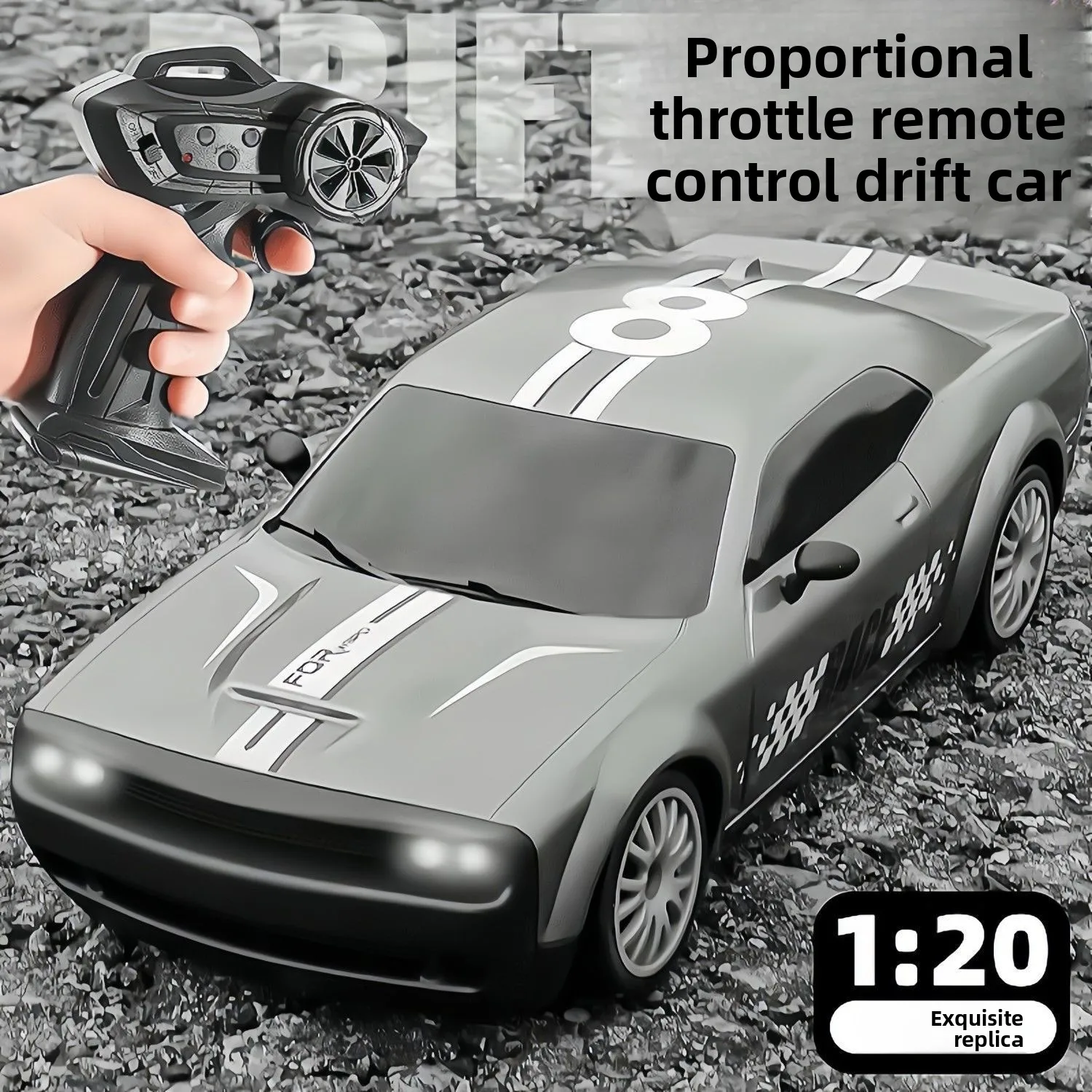 Remote control car four-wheel drive RC car high-speed drift Dodge racing car lighting stunt children's simulation electric toy