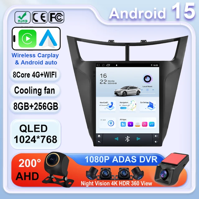 Android 15 Radio samochodowe 9,7 cala dla Chevrolet Aveo Sail 2015 - 2019 Nawigacja Carplay GPS Odtwarzacz multimedialny Bez jednostki 2din 4G WIFI