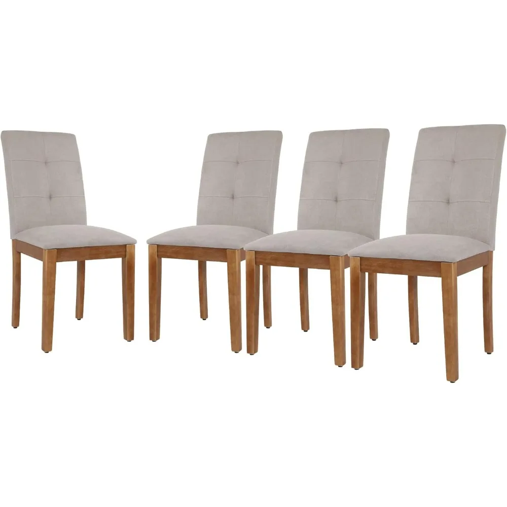 Dining Chairs Set of 4, Modern Upholstered Fabric Dining Room Chairs, Armless Kitchen Chairs with Wood Legs and Padded Seat