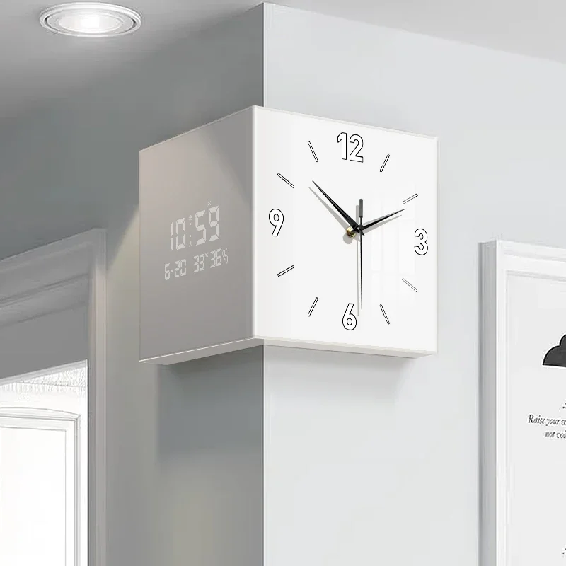 

Modern simple corner double-sided decorative painting wall lamp perpetual calendar electronic clock creative corner digital