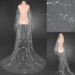 Elegant Bridal Veils Women One-Layer Appliques Edge Chapel Veil Bride Complementos De BodaVelo De Novia Customized