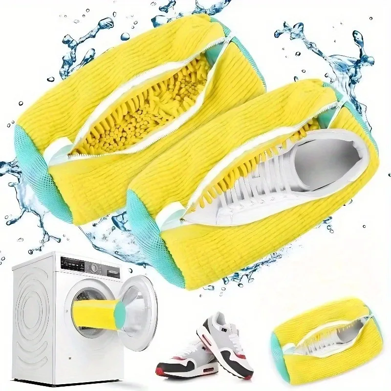 Heavy-Duty Shoe Wash Bag, 360° Cleaning Anti-Tear Polyester Zipper Design, For All Washing Machines Sneaker Shoe Cleaning Use