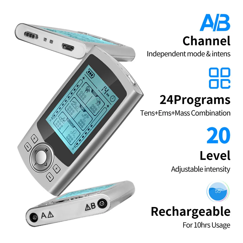 Professional EMS Muscle Stimulator Tens Unit Low Frequency Pulse Body Massager Digital Therapy Slimming Relax Pain Relief Tools