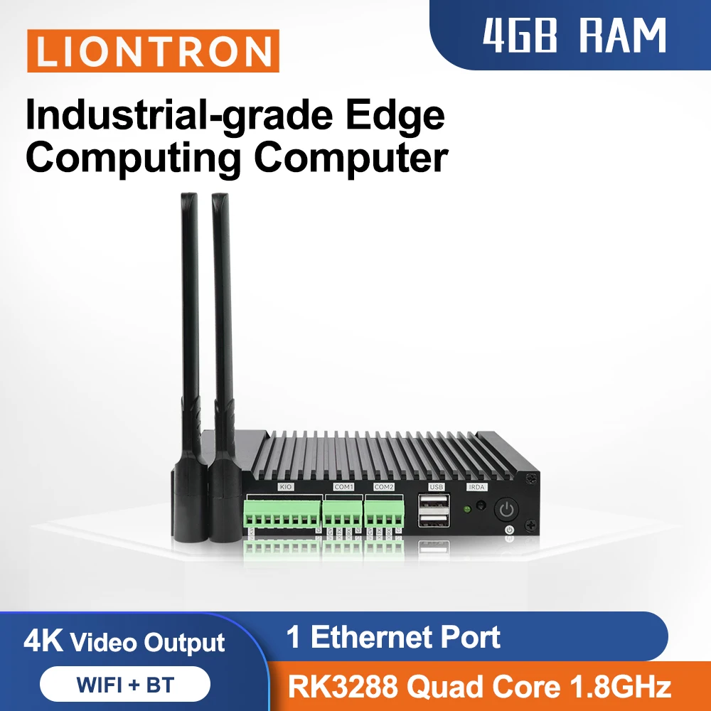 Liontron Android Mini Pc Rockchip RK3288 CPU 2G/4GRAM 8G/128G Storage HD-MI LVDS EDP 4*USB 2.0 2*COM 1 lub 2 RJ45 LAN z CE FCC