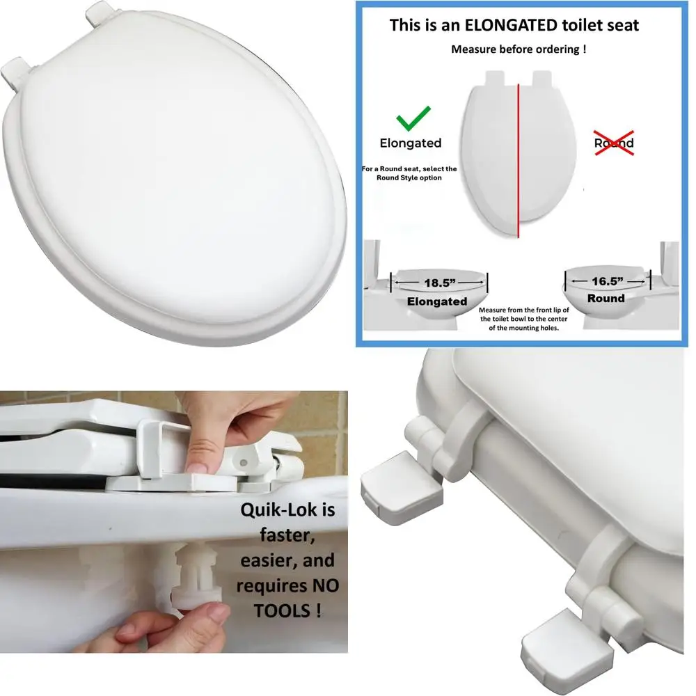 

Luxury Vinyl Toilet Seat, Elongated, White