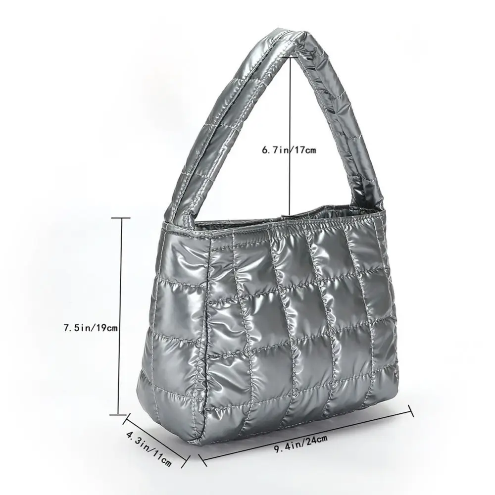 Moda macia algodão-acolchoado bolsa bordada commute para baixo algodão sacola grande capacidade simples saco inchado unisex