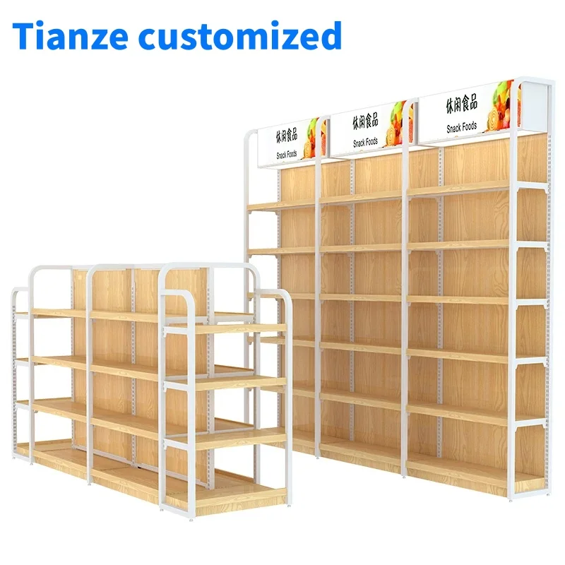 

[Customized]miniso style cosmetics gondola display shelf wooden display stand