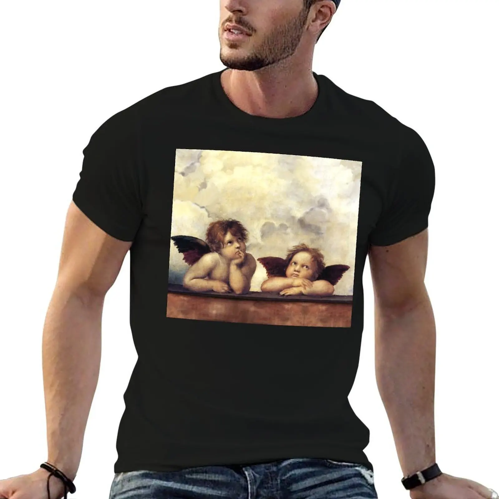 

RENAISSANCE ANGELS Winged Cherubs T-Shirt cotton tshirt 100% graphic t shirts for man T-Shirt