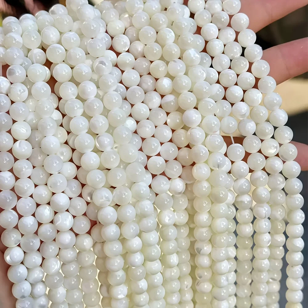 2 3 4 mm natürliche weiße Perlmuttperlen, runde lose Abstandshalterperlen für die Schmuckherstellung, DIY-Armband- und Halskettenzubehör, 15" – Detail 2