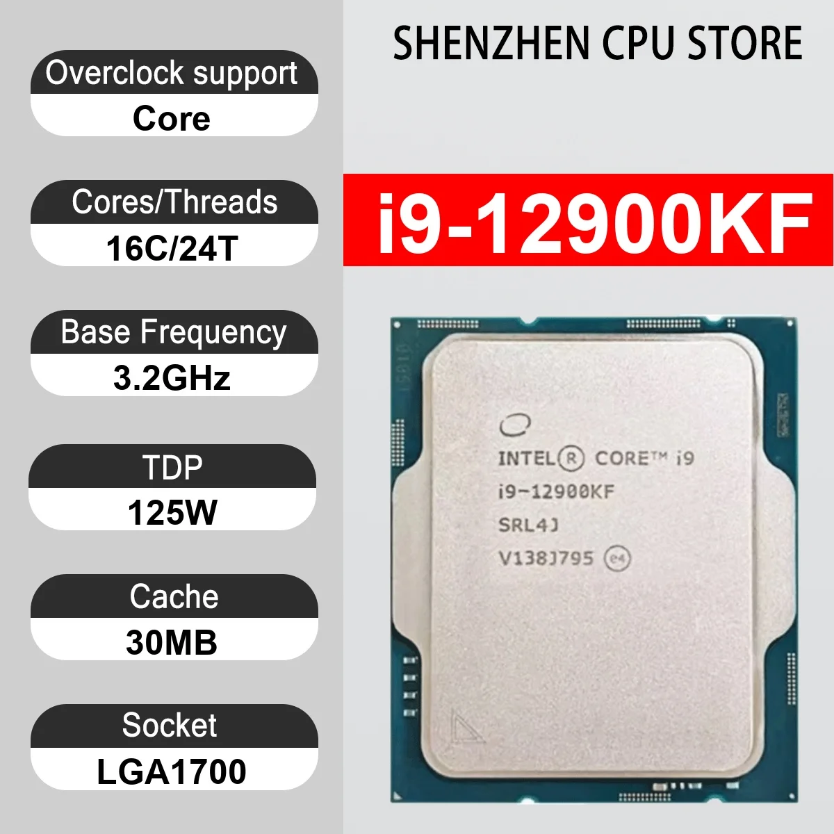 Intel Core i9-12900KF 16 Core 24 Thread 3.2GHz 125W 30MB Cache 10nm Alder Lake DDR5-4800 / DDR4-3200 MHz SRKPJ LGA1700